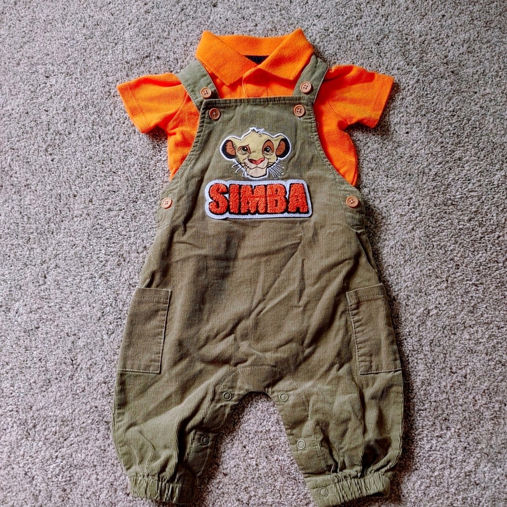 Disney Baby Simba Lion King Corduroy Overalls & Garanimals Polo Set 3-6M